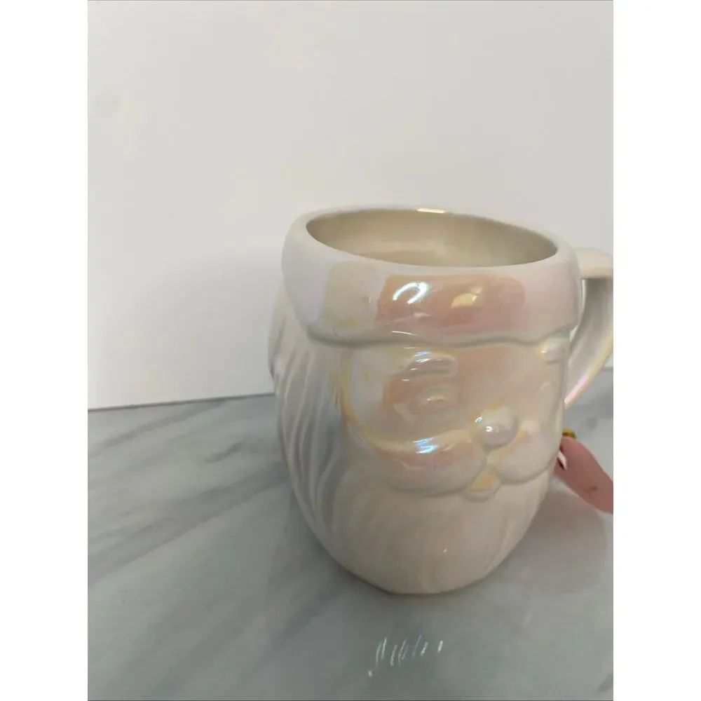 Anthropologie Merry Santa Claus Mug – Pearl Luster Holiday Cup 15 oz – NEW